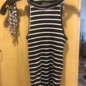 High neck stripped bodysuit